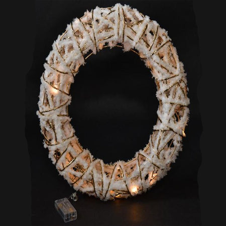 Corona natalizia bianca con luce LED calda per decorazioni natalizie