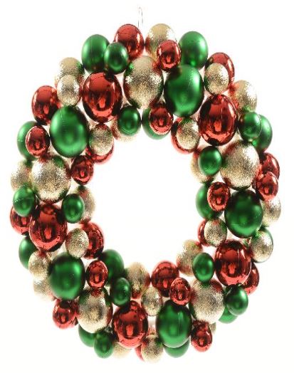 Corona natalizia dietro porta palle di natale multicolor decorazione natalizia