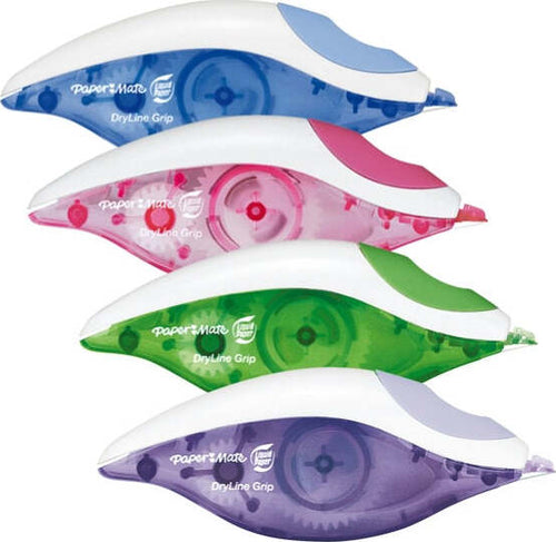 Correttore a nastro Dryline Grip - 5mm x 8 5mt - colori assortiti - Papermate [multipack] 12 pezzi Cancelleria e prodotti per ufficio/Penne matite scrittura e correzione/Correttori e gomme/Correttori a nastro Eurocartuccia - Pavullo, Commerciovirtuoso.it