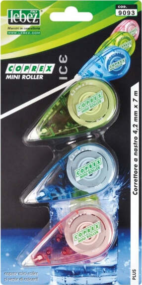 Correttore a nastro Mini roller - 4 2mm x 7mt - versione Ice - Lebez - conf. 3 pezzi Cancelleria e prodotti per ufficio/Penne matite scrittura e correzione/Correttori e gomme/Correttori a nastro Eurocartuccia - Pavullo, Commerciovirtuoso.it