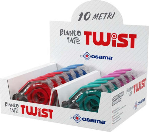 Correttore a nastro Tape Twist - 5 mm x 10 mt - Osama [multipack] 12 pezzi Cancelleria e prodotti per ufficio/Penne matite scrittura e correzione/Correttori e gomme/Correttori a nastro Eurocartuccia - Pavullo, Commerciovirtuoso.it