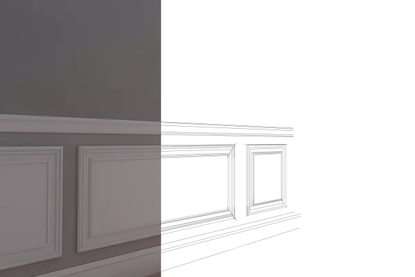 Pannello Bianco completo per boiserie 80x55x1,9cm con cornice in Duropolimero e riempimento in cartongesso