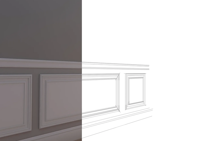 Pannello Bianco completo per boiserie 40x55x1,9cm con cornice in Duropolimero e riempimento in cartongesso - Eternal Parquet