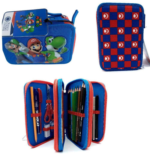Cosimo Panini Super Mario Astuccio 3 Zip Completo Astuccio Super Mario Con Penna Frixion Pennarelli E Matite Franco Cosimo Panini