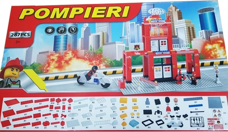 Costruzioni 287pz Stazione Pompieri Vigili Fuoco Mattoncini