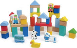 Costruzioni-In-Legno-50pz-Blocchi-Mattoncini-Costruzione-Bambini-Con-Contenitore