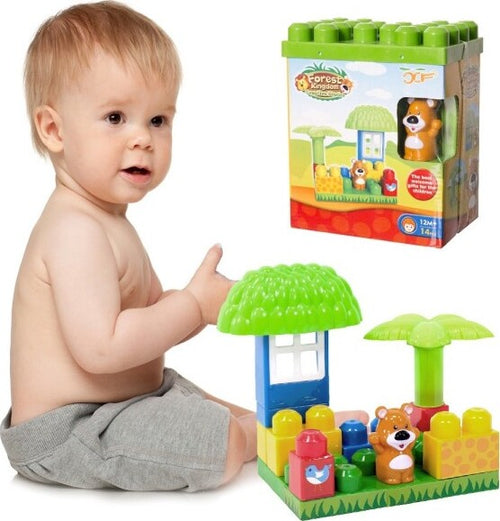 Costruzioni-Per-Bambini-Animali-Della-Foresta-14pz-Con-Personaggio-E-Accesssori