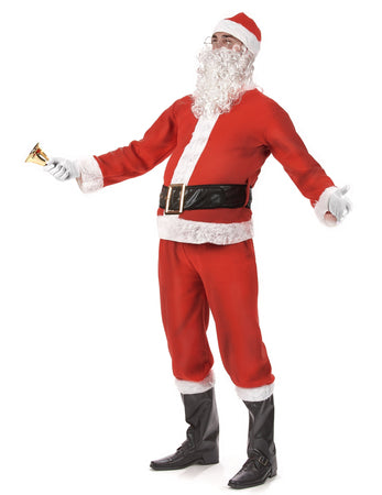 Costume completo da Babbo Natale per Adulto in velluto rosso e bianco