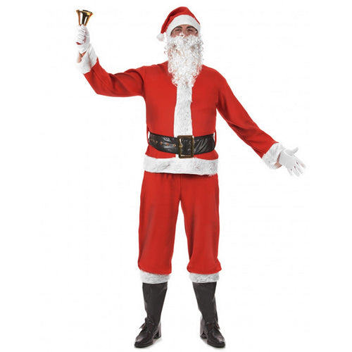 Costume completo da Babbo Natale per Adulto in velluto rosso e bianco