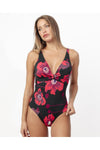 Costume Donna Admas 11514 Intero Hibiscus Nero Floreale