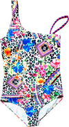Costume Intero Bambina Rosa e Bianco Fiori Tropicali Costume da Bagno Bimba Mono Pezzo Costumino Fashion Estivo Fantasia Maculato Leopardato Colorato INTERO Piccole Canaglie - Tropea, Commerciovirtuoso.it