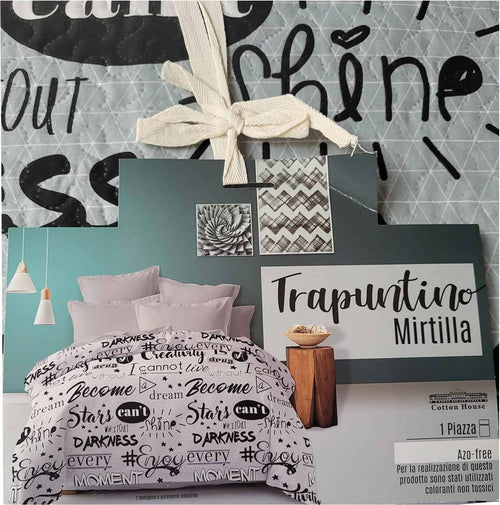 Cotton House Trapuntino Mirtilla 1 Piazza in Microfibra Con Lettering Con Coloranti Non Tossici Coperta Leggerissima Estiva Casa e cucina/Tessili per la casa/Biancheria per la cameretta/Trapunte e copriletti Ideart - Valdilana, Commerciovirtuoso.it