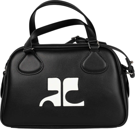 COURREGES-Reedition-Bowling-Bag-in-pelle-in-nero-da-donna