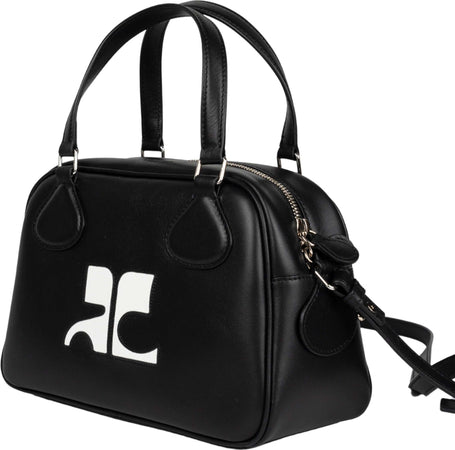 COURREGES-Reedition-Bowling-Bag-in-pelle-in-nero-da-donna