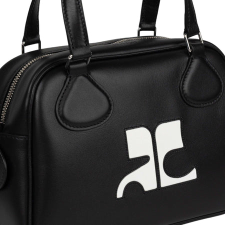 COURREGES-Reedition-Bowling-Bag-in-pelle-in-nero-da-donna