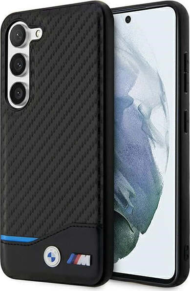 cover-bmw-galaxy-s23+-pelle-carbonio-nera