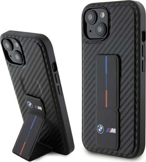 cover-bmw-iphone-15/14/13-effetto-carbonio-nero-con-stand