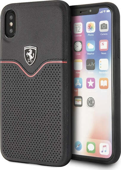 cover-ferrari-apple-iphone-x/xs-vera-pelle-nera