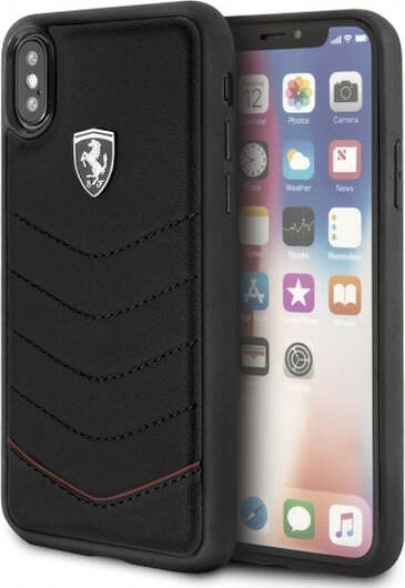 cover-ferrari-apple-iphone-x/xs-vera-pelle-nera