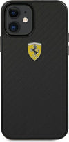 cover-ferrari-iphone-12-mini-effetto-carbonio-nera
