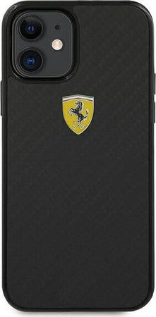 cover-ferrari-iphone-12-mini-effetto-carbonio-nera
