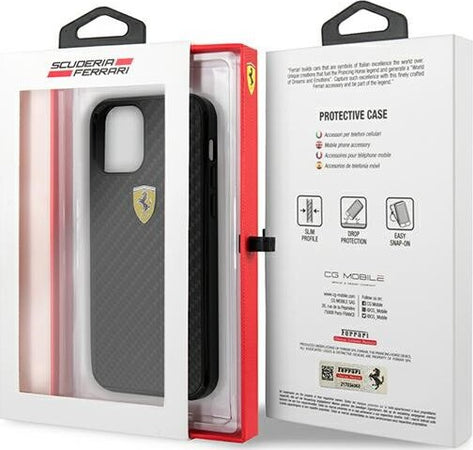 cover-ferrari-iphone-12-mini-effetto-carbonio-nera