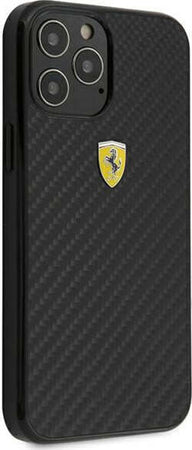 cover-ferrari-iphone-12-pro-max-effetto-carbonio-nera