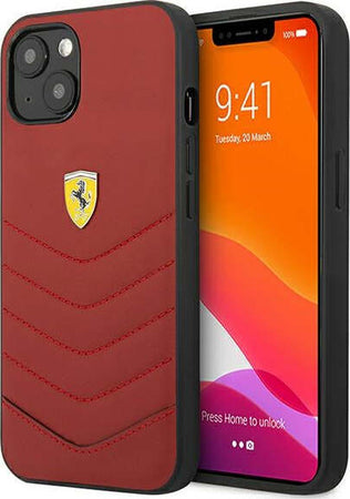 cover-ferrari-iphone-13-mini-vera-pelle-rossa