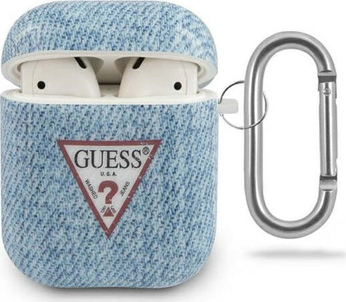 cover-guess-airpods-1/2-effetto-jeans-azzurro