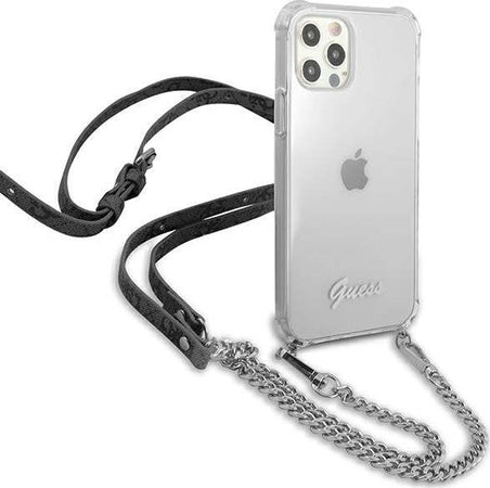 cover-guess-iphone-12-/12-pro-trasparente-con-catena-silver