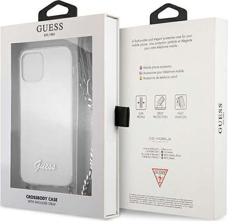 cover-guess-iphone-12-/12-pro-trasparente-con-catena-silver
