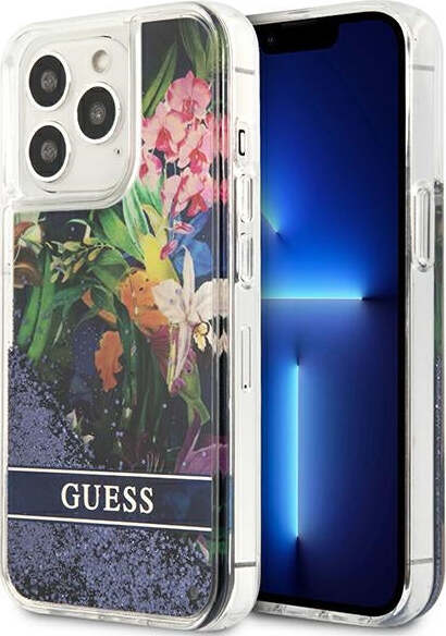 cover-guess-iphone-13-pro-flower-liquid-glitter