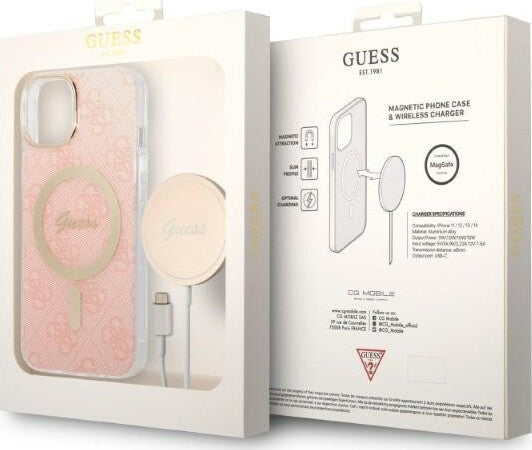 cover-guess-iphone-14-con-caricabatterie-magsafe-pink