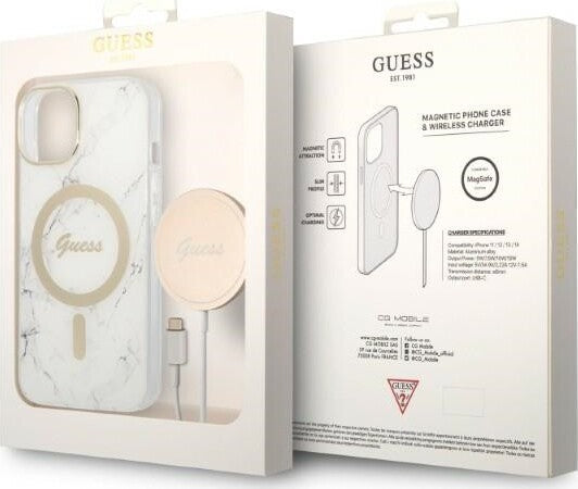 cover-guess-iphone-14-plus-con-caricabatterie-magsafe-effetto-marmo-white