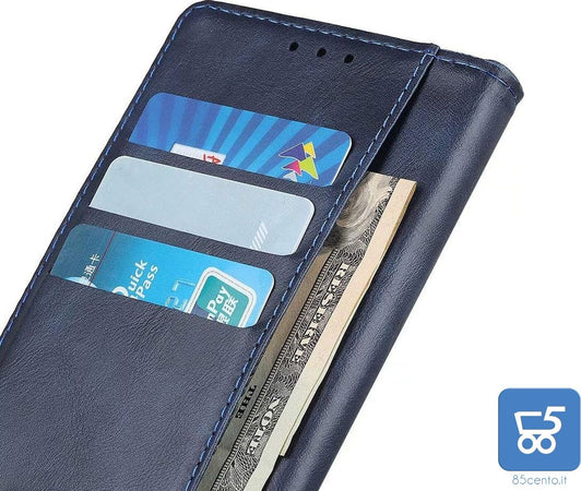 Cover per Samsung A13 5G Funzione Stand Slot Cart Flip Case in Pelle colore BLU