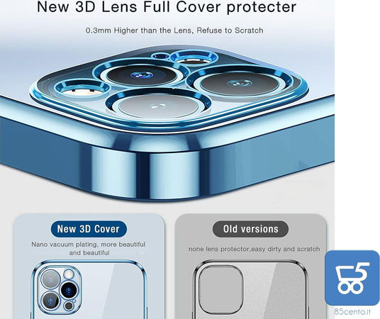 Cover Protettiva Azzurro Metallizzato con 2 Pellicole compatibile per iPhone 13 Pro Max