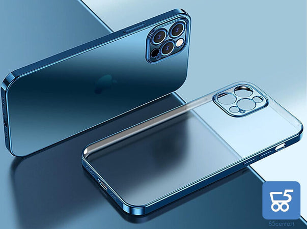 Cover Protettiva Azzurro Metallizzato con 2 Pellicole compatibile per iPhone 13 Pro Max