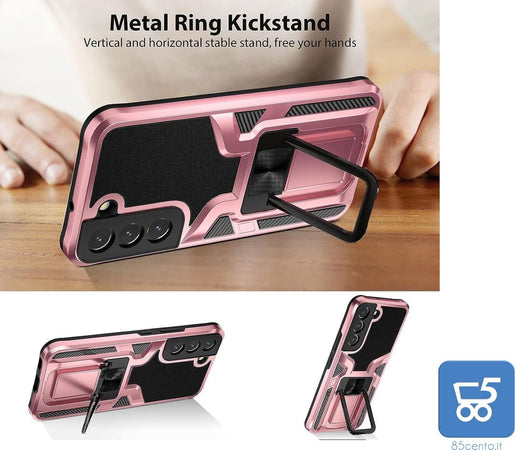 Cover Protettiva per Galaxy S22 Antiurto con Stand Placca Magnetica per Auto Protezione Fotocamera