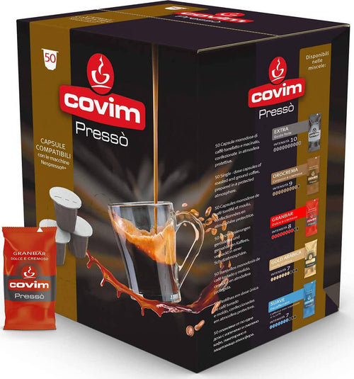 Covim 100 Capsule Granbar Caffè in Capsule Compatibili Nespresso Miscela Granbar 2 Confezioni Da 50 Pz Alimentari e cura della casa/Caffè tè e bevande/Caffè/Cialde e capsule di caffè Franco Pausa Caffè - Albano Laziale, Commerciovirtuoso.it