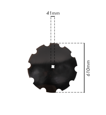 Disco frangizolle dentato con ø 610mm spessore 5mm e foro quadrato di 41mm