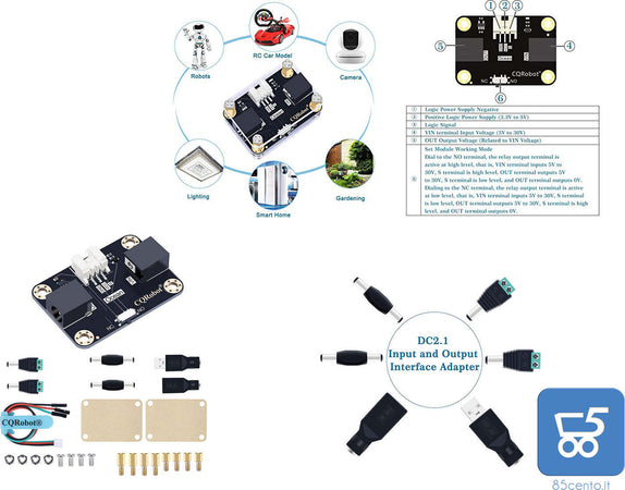CQRobot Ocean: Relay Module, 5V to 30V Input/Output, DC2.1 Interfaccia compatibile con Raspberry Pi/Micro:bit/Arduino/Altre Schede di Controllo. Per Robot, Gardening, Smart Home, RC Auto e Altri Progetti.