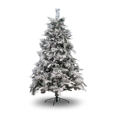 Albero di natale innevato con Pigne "Crans Montana" in  PE Effetto Real Touch + PP Effetto Aghi di Pino