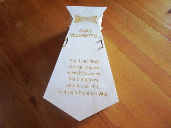 Cravatta portabottiglia in legno, scatola regalo nonno Fiartwood