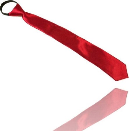 Cravatta-Seta-Raso-Rosso-Zip-Cravattino-Frack-Papillon-Sottile-Uomo-Donna