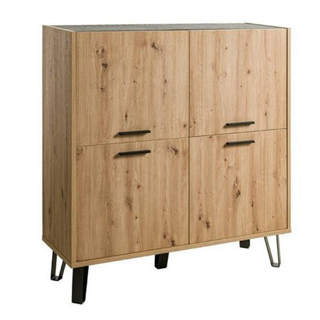 Contro mobile madia multiuso "Vitruvia" con 4 ante rovere e nero da interno h 123 cm