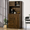 Credenza-alta-da-cucina-Moderna-con-3-Cassetti-e-Armadietti,-Mobile-Dispensa-per-sala-da-pranzo-Soggiorno-in-Legno,-80x40x178cm,-Noce-F835-413A