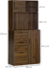 Credenza-alta-da-cucina-Moderna-con-3-Cassetti-e-Armadietti,-Mobile-Dispensa-per-sala-da-pranzo-Soggiorno-in-Legno,-80x40x178cm,-Noce-F835-413A