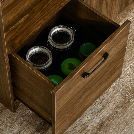 Credenza-alta-da-cucina-Moderna-con-3-Cassetti-e-Armadietti,-Mobile-Dispensa-per-sala-da-pranzo-Soggiorno-in-Legno,-80x40x178cm,-Noce-F835-413A