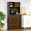 Credenza-alta-da-cucina-Moderna-con-3-Cassetti-e-Armadietti,-Mobile-Dispensa-per-sala-da-pranzo-Soggiorno-in-Legno,-80x40x178cm,-Noce-F835-413A