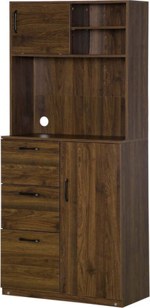 Credenza-alta-da-cucina-Moderna-con-3-Cassetti-e-Armadietti,-Mobile-Dispensa-per-sala-da-pranzo-Soggiorno-in-Legno,-80x40x178cm,-Noce-F835-413A